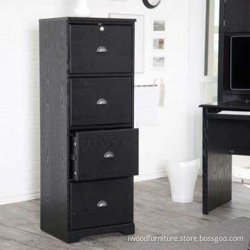 Hawthorne 4 Drawer Solid Wooden Black Vertical Filing Cabinets